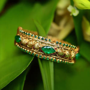 Ethnic Emerald Cut Charm <b>Bangle</b> <b>Bracelet</b> in Stainless Steel - Product Image 3