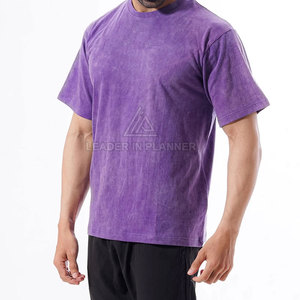 Nouveau design T-shirt 100 % coton délavé à l'acide pour hommes – Vêtement de mode en gros, coupe ample, imprimé, pour hommes - Product Image 3