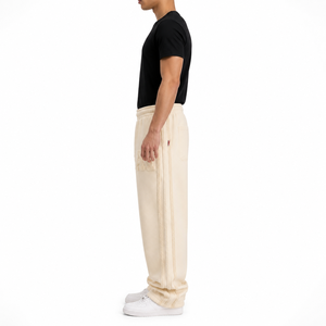 <b>Men's</b> Beige Cotton Sweatpants <b>Elastic</b> Waist Letter Logo Casual Joggers Autumn Wear Custom Logo Trendy Baggy <b>Mens</b> <b>Trouser</b> - Product Image 3