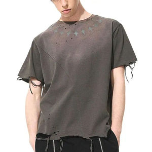 เสื้อยืด 280GSM ผ้าฝ้าย 100% คุณภาพสูง ทรงโอเวอร์ไซส์ ไซส์พลัส ไหล่ตก ดีไซน์ดิสเทรส - Product Image 6