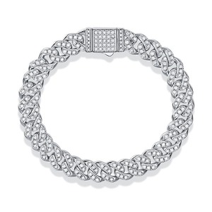 Fine Jewelry 925 Sterling Silver VVS Moissanite Diamond Iced Out Cuban Moissanite <b>Bracelet</b> Hip Hop Moissanite Unisex <b>Bracelet</b> - Product Image 4