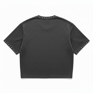 Men's Oversized Crop T-Shirt Short Sleeve Floral <b>Rhinestone</b> Embellished O-Neck Jersey Casual <b>Top</b> - Product Image 2