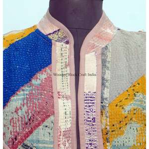 Gilet en coton tricoté vintage pour femme, style indien patchwork, multicolore, respirant, épaisseur standard, pour l'hiver - Product Image 3