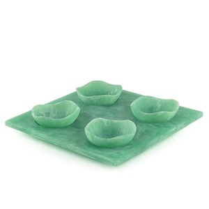 Plateau de service en résine personnalisé, motif tourbillon vert, vaisselle pour fruits secs, noix, collations, pour hôtel, restaurant - Product Image 4