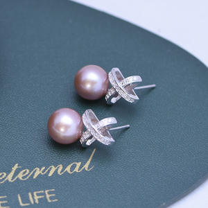 Fashionable & Simple S925 <b>Silver</b> <b>Stud</b> <b>Earrings</b> <b>for</b> <b>Women</b> Freshwater Pearl 7-8mm Round with Strong Light Almost Flawless - Product Image 5
