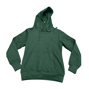 Unisex Dark Green Hooded Fleece <b>Jacket</b> Casual Autumn Solid Color Regular Sleeve <b>Pullover</b> Knitted Cotton Material - Product Image 5