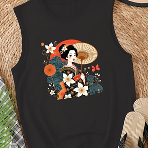 Geisha élégante avec kimono floral Gilet décontracté pour femme - Product Image 2