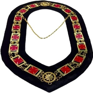 Knights Templar Chain collar cross - Masonic Chain Collar - Gold on Black Material Velvet Metal type Black - Product Image 1