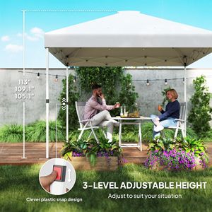 Tenda a Baldacchino Pop-up Bianca 3x3 Metri con 2 Pareti Laterali e Borsa con Ruote, Riparo Solare Istantaneo con Protezione UV50+ - Product Image 6