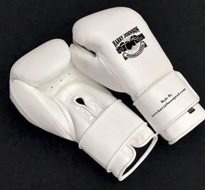 HARRY JOHNSON PRODUCTION Leather Boxing Gloves <b>White</b> Red Black <b>Lace</b>-Up Wrist Full Finger Adult Training Gear - Product Image 3