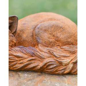 Escultura de zorro durmiente hecha a mano en hierro fundido con acabado en óxido, artículos de jardinería para decoración, precio de fábrica. - Product Image 2