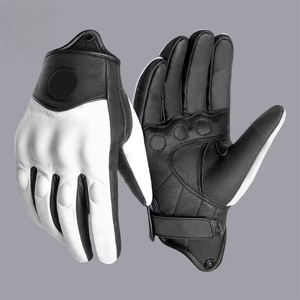 Guantes de Motocicleta de Alta Calidad para Adultos, Negros y Blancos, de Cuero, Antideslizantes, para Conducir en la Calle, Guantes de Seguridad para Motocicleta - Product Image 5