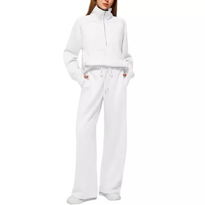 Custom Logo Women Thick Stacked Joggers Suit Sweatsuit 2 Piece Tracksuit <b>Set</b> - Product Image 2