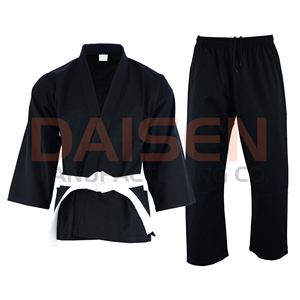 Kimono de karaté noir unisexe pour adulte, 100 % coton, tenue d'arts martiaux durable, coupe classique, ceinture blanche incluse - Product Image 5