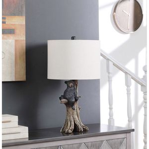 Lampada da Tavolo in Resina Poliestere con Orso Nero su un Albero, 63 cm - Product Image 2