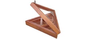 Plateau de service triangulaire en bois artisanal avec couvercle en verre, organisateur de collations géométrique rustique, boîte de rangement décorative - Product Image 2