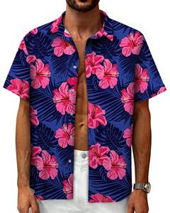 Camisa de hombre con estampado tropical de manga corta, informal, con botones, para la playa, de verano, vibrante, colorida, con estampado floral, camisa de verano para hombre - Product Image 4