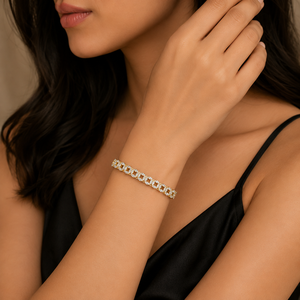 Pulsera de tenis de oro amarillo de 10K con diamantes cultivados en laboratorio, diseño geométrico de lujo, elegante joyería fina circular para mujer - Product Image 1