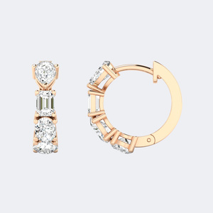 2.15CTW Mixed Shape Prong Set 14K Gold Plated Lab Grown Luxury Huggie Hoop Diamond <b>Earrings</b> - Product Image 6