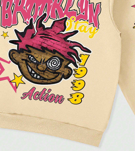 2026 Men Custom DTG Printing Streetwear Tracksuit High Quality Casual Slogan Skull Print Hoodie Long Sleeve <b>Sweatpants</b> <b>Set</b> 100% - Product Image 4