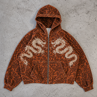 Sweat à capuche zippé en polaire surdimensionné pour homme, brodé Ailes d'ange, collection hiver, assortiments de boutique, catalogue fournisseur marque privée