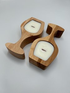 Portavelas de Madera Premium con Forma de Copa de Vino, Centro de Mesa Decorativo de Madera de Mango Rústica para Hogares Modernos - Product Image 4