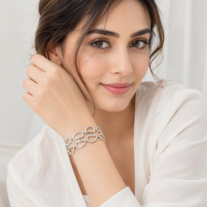 925 Sterling <b>Silver</b> Heart Link <b>Bracelet</b> for Women High Polish Minimalist Designer Jewelry Gift Party Wedding Daily Wear Style - Product Image 1
