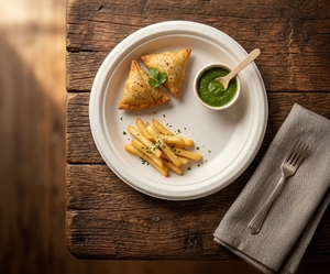 Assiette de service ronde biodégradable et compostable de 7 pouces pour les fêtes et les hôtels - Product Image 1