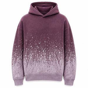 เสื้อฮู้ดโอเวอร์ไซส์ผู้ชาย ผ้าฝ้ายฟลีซ พิมพ์ลายไล่สี สไตล์ลำลอง สตรีทแวร์ ใส่ได้ในฤดูหนาว เป็นมิตรต่อสิ่งแวดล้อม - Product Image 3