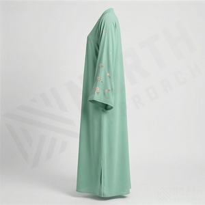 Abaya Modesta al por Mayor para Eid, Kimono Abaya para Niñas, Vestido Musulmán para Mujer, Bordado de Lujo con Flores Elegantes, Color Personalizado, Nueva - Product Image 3