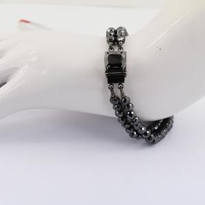 Pulsera de cuentas facetadas redondas de moissanita negra con cierre de diamantes, plata de ley 925, pulsera personalizada - Product Image 3