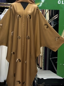 High Quality Modest Dubai Beaded Sequined <b>Long</b> Sleeve Abaya Muslim Traditional Handmade Wedding Women Breathable V Neck - Product Image 5