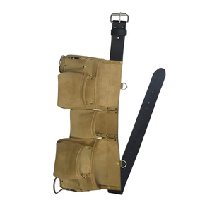 Bolsa de herramientas de cuero para carpinteros, 10 bolsillos, cinturón portaherramientas, electricistas, constructores - Product Image 3