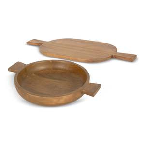 Plat de service en bois à double poignée et plateau décoratif portable de haute qualité pour la restauration - Product Image 1