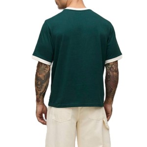 <b>Y2K</b> Custom Chenille Patch Men's shirts Green Ringer Oversized Heavyweight Cotton T-shirt Vintage Contrast Letter Embroidery <b>Tops</b> - Product Image 3