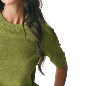 Green Supersoft Short Sleeve Knitted <b>Jumper</b> for Women Crew Neck Pullover Sweater with Ribbed Cuffs Hem and Soft Touch Fabric - Product Image 3