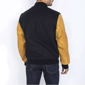 เสื้อแจ็คเก็ตวาร์ซิตี้สีดำเหลืองสำหรับผู้ชาย วัสดุ PU คอตั้ง ติดกระดุมด้านหน้า สไตล์ลำลอง ใส่ได้ในฤดูใบไม้ร่วง ทรงปกติ - Product Image 3