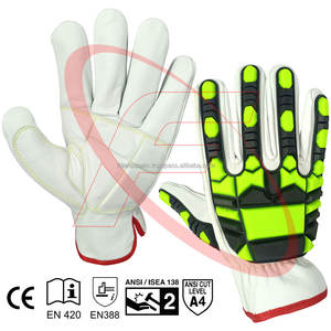 Gants de conduite à percussion en cuir de chèvre gants de travail anti-chocs TPR Keystone pouce gants de sécurité Schlaghandschuhe vente en gros - Product Image 3