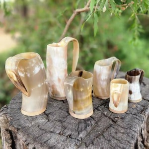 Nouvelles tasses à triple corne de Viking Odin, faites à la main, écologiques, couleur naturelle, style antique, pour le Nouvel An chinois, Noël, Faizacraft - Product Image 4