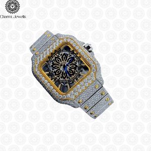 Reloj Mecánico Cuadrado de Acero Inoxidable de Lujo para Hombre Charm_Jewells, 38 mm, con Diamantes Incrustados y Cristal de Zafiro, Esfera Analógica - Product Image 3
