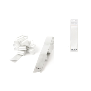 Fiocco bianco automatico ILAN 4,5x68 cm 4 pezzi per confezioni regalo - Product Image 1