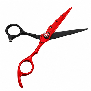 Tijeras de Peluquería Profesionales de 6 Pulgadas, Acero Inoxidable, Hoja Afilada, Logotipo Personalizado, Ligeras, Rojas y Negras, para Uso en Salón y Barbería - Product Image 2