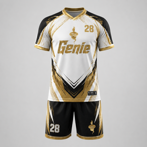 Tela de poliéster ligera y transpirable para uniforme de fútbol profesional, conjunto deportivo premium personalizado de camiseta y pantalones cortos. - Product Image 1