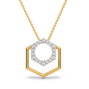 Double Hexagon Diamond Pendant Necklace with <b>Floating</b> Open <b>Frame</b> Design - Product Image 1