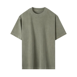 T-shirt en coton à manches courtes pour homme, couleur unie, col rond, jersey décontracté, teinture unie, longueur normale - Product Image 5