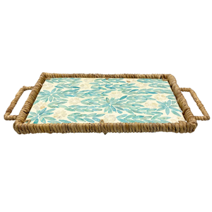 ถาดไม้เอ็มดีเอฟทรงสี่เหลี่ยมหรูหราพร้อมสลักลายดอกไม้ใบไม้สีเขียวแบบฝังใต้น้ำถาดสำหรับตกแต่งงานแฮนด์เมด - Product Image 1