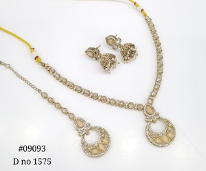 Bijoux Mehendi sert 09093, collier Polki Kundan, bijoux aspect émeraude, bijoux de mariée pakistanais pour mariage, fête, femmes. - Product Image 5