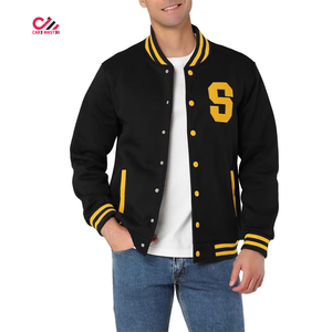 เสื้อแจ็คเก็ตวิทยาลัยแฟชั่นล่าสุดสำหรับผู้ชาย แจ็คเก็ต Letterman Varsity แบบเรียบสั่งทำได้ ขายส่งเสื้อ Varsity ผ้าแคนวาสแบบเรียบด้านหน้า - Product Image 5