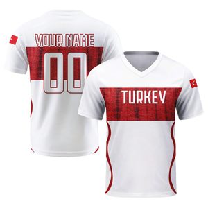 Camiseta de Fútbol de Turquía para Hombre, Cuello en V, Manga Corta, Poliéster Sublimado, Ropa Deportiva que Absorbe la Humedad - Product Image 5