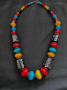 Fashion Resin Beaded <b>Necklace</b> Unisex Vintage Geometric Bold <b>Statement</b> Jewelry Trendy Colorful Design Lightweight Comfortable - Product Image 4